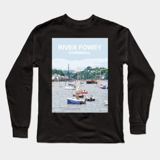 Cornwall River Fowey . Cornish gift Kernow Travel location poster, St Austell Long Sleeve T-Shirt